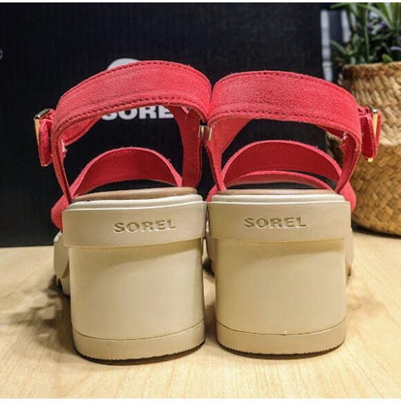 SOREL Red Glo Joanie Heel Ankle Strap Platform Sandals Women's 9.5 NIB - Picture 7 of 14